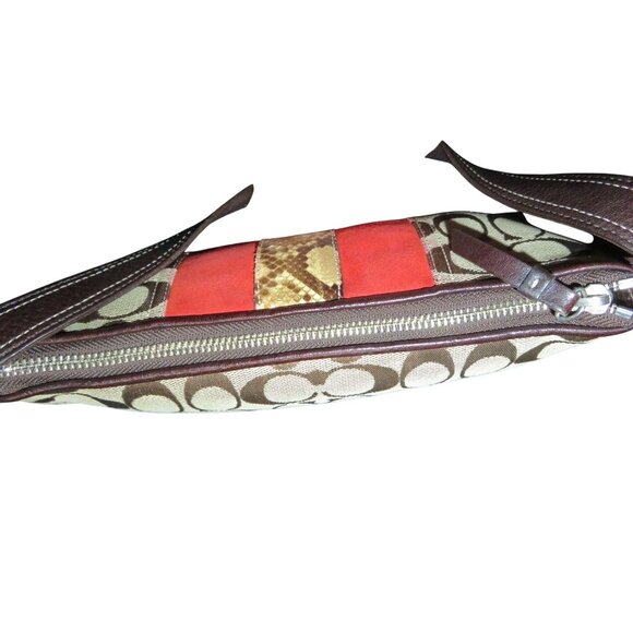 COACH 2005 Hampton Signature Jacquard Python & Suede Demi Baguette Barrel Bag - Picture 12 of 14